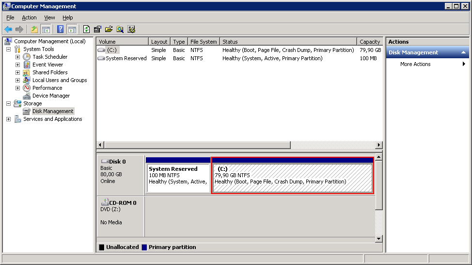 Screenshot 5: adding disk space WS 2008 - verifying