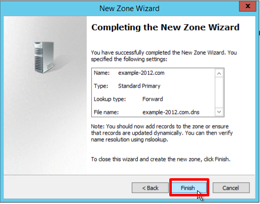 Screenshot 19: Verify that the selected settings of DNS zone are correct