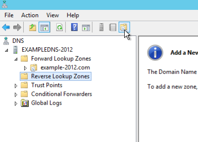 Screenshot 20: creating a reverse lookup zone