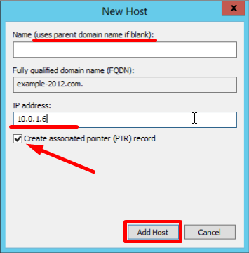 Screenshot 28: type a name of the host and your IP address.