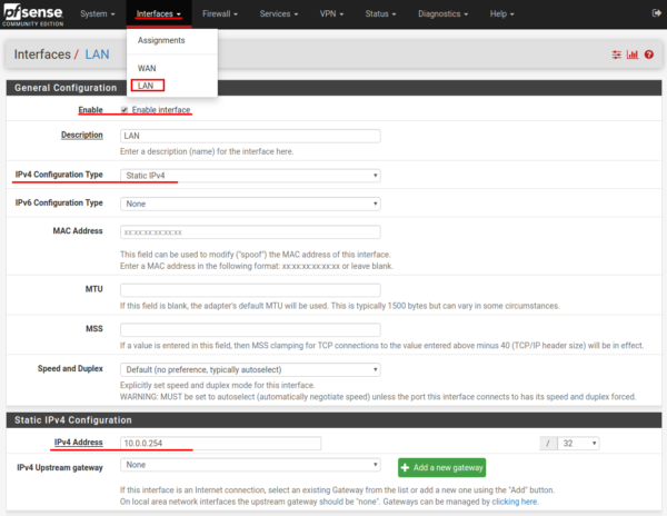 Static IPv4 Configuration