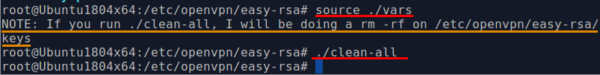 Screenshot 3: Configuring OpenVPN on Ubuntu - ./clean-all