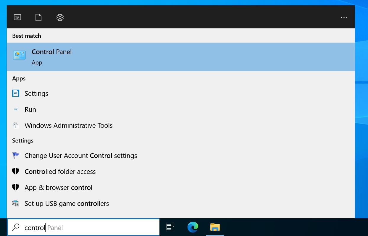 Enter in the start menu "Control Panel"