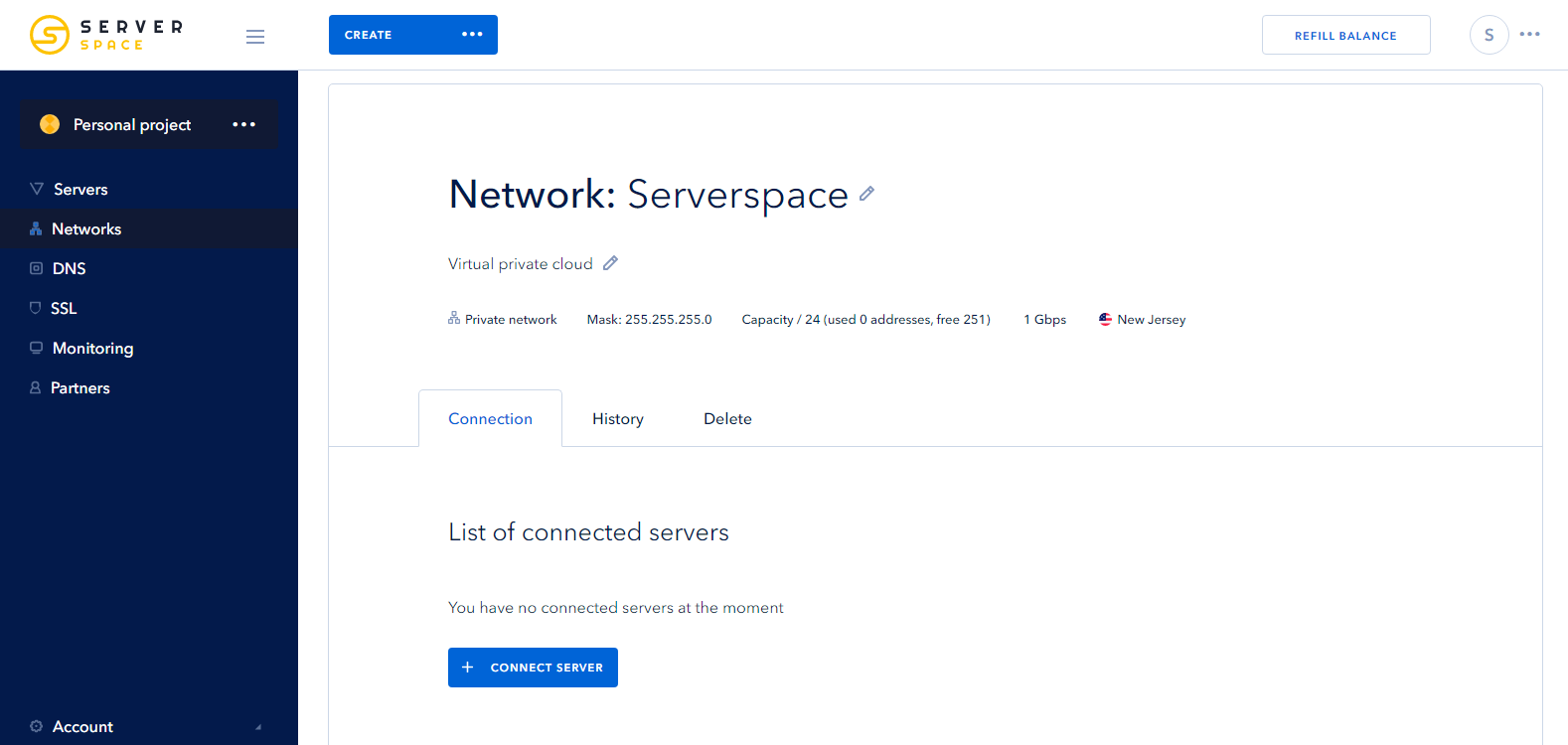 Screenshot 3: creating isolated network - connect