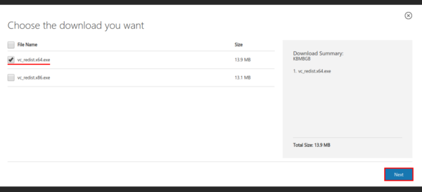 Select the bit size of the distribution kit