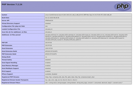 PHP information page