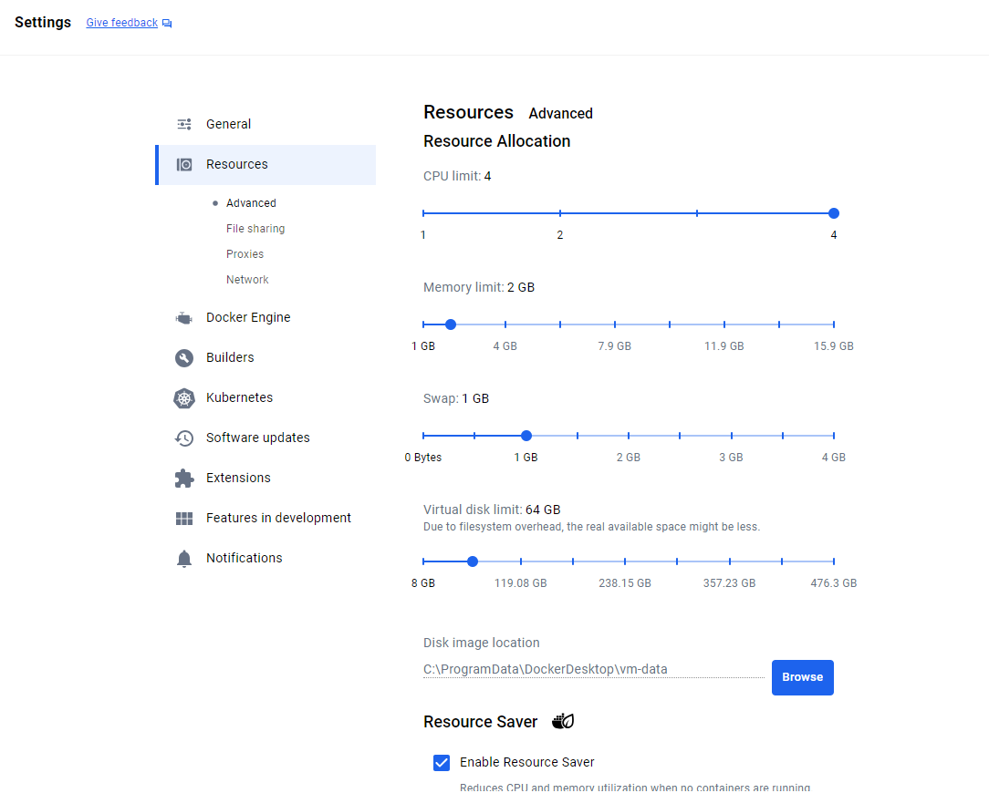 Settings of daemon