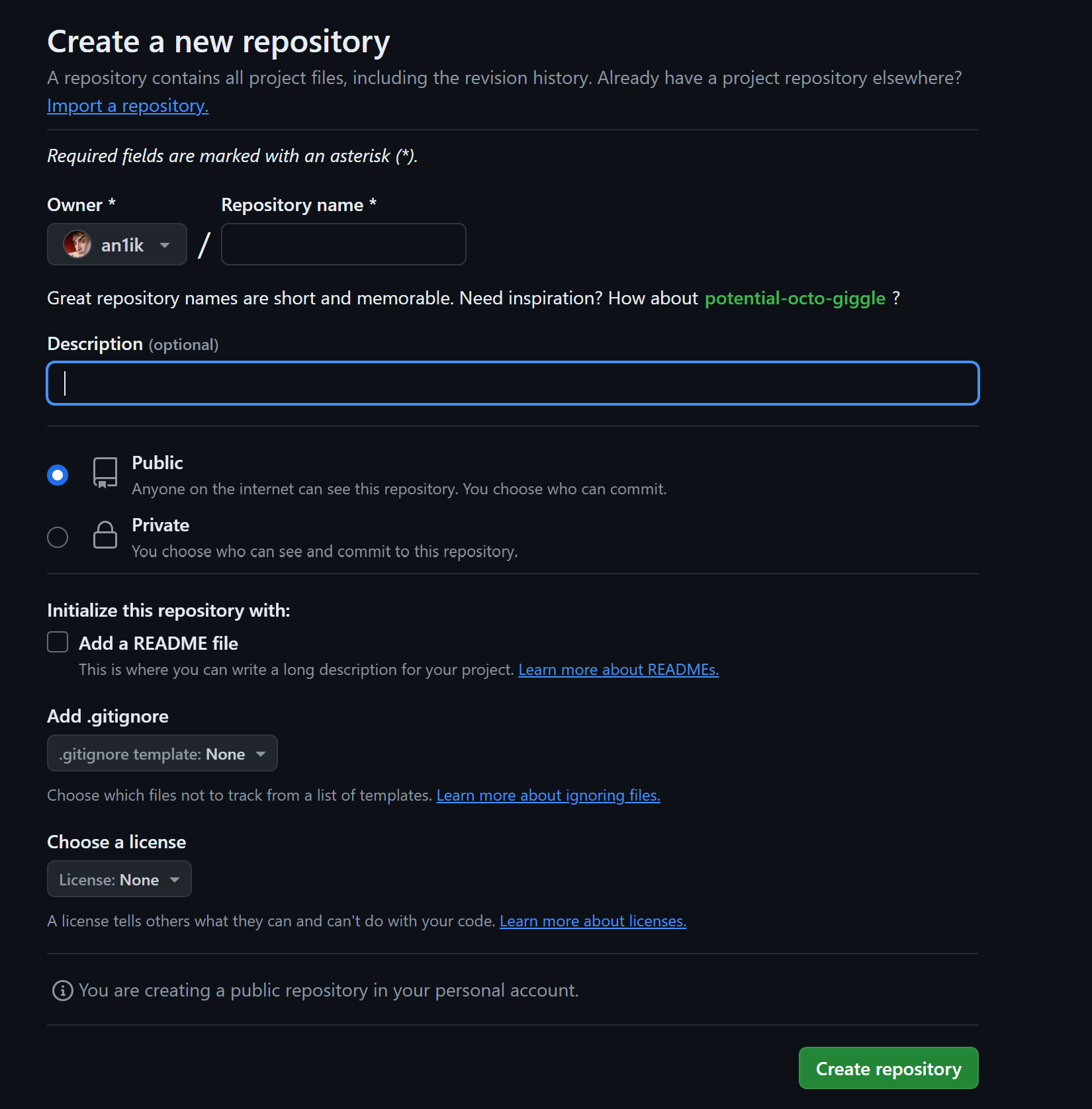 Create GitHub repo