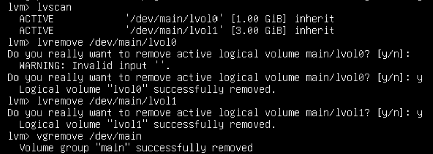 Remove logical volume