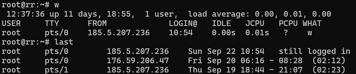 History of login