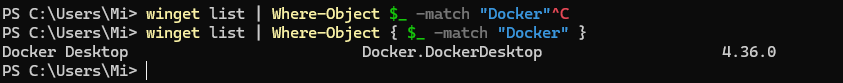 Windows search for Docker