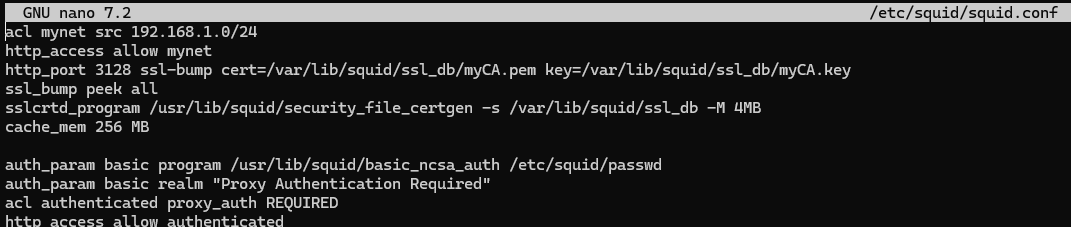 SSL bumping configuration