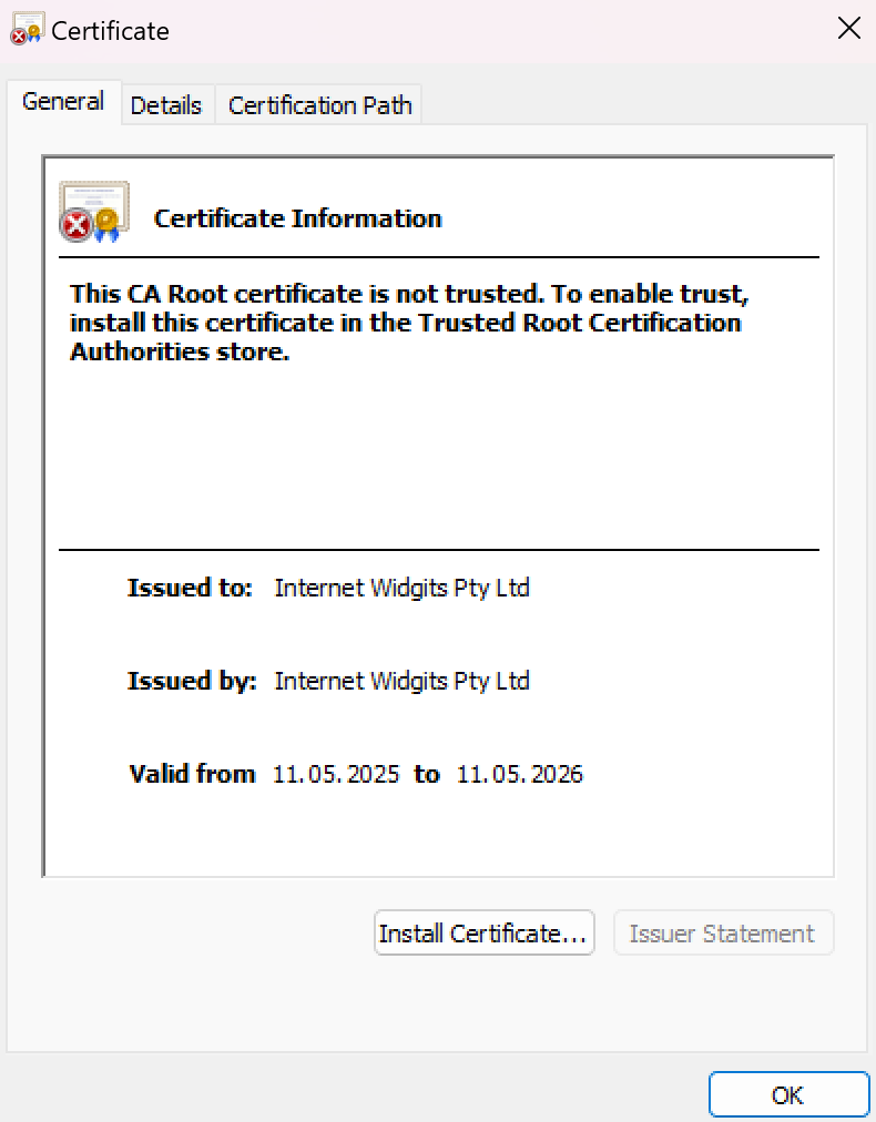 New certificate